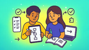 Teacher explaining to student complex problem dependent on their age