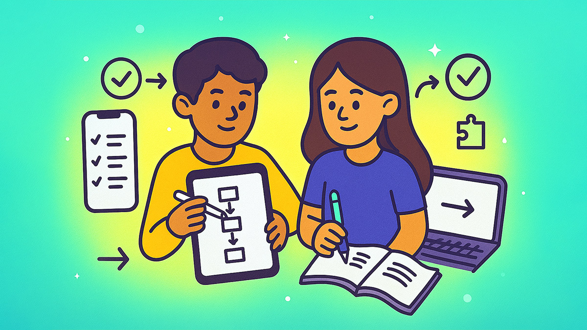 Teacher explaining to student complex problem dependent on their age