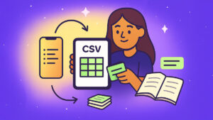Student creating flashcards with chatgpt and exporting to. Csv file