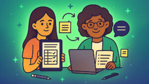 Teacher and student collecting feedback from chatgpt for grading