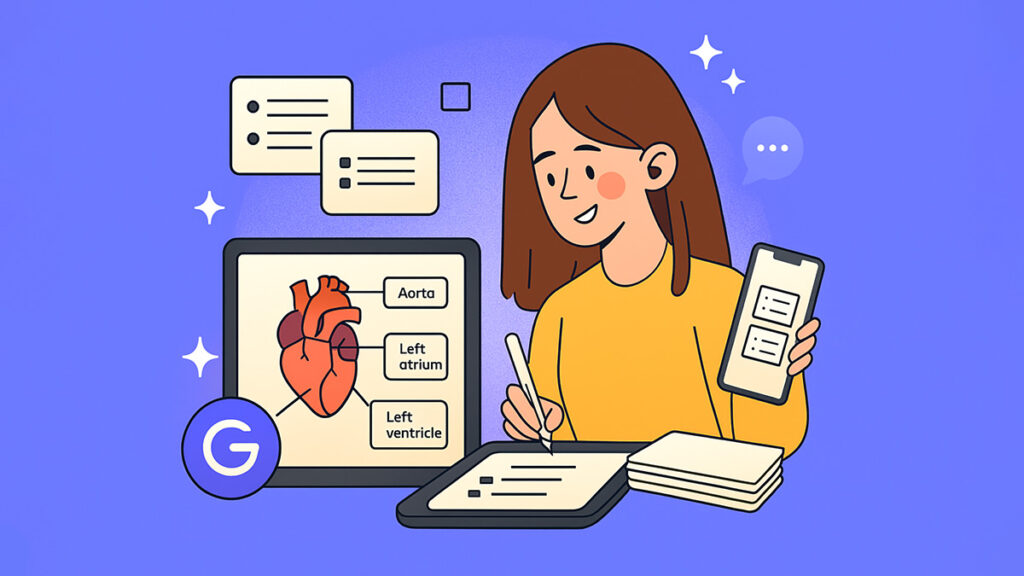 Image To Flashcards With Gemini: 200 Diagram-Driven Prompts 7 Happy student converting science images into flashcards with gemini