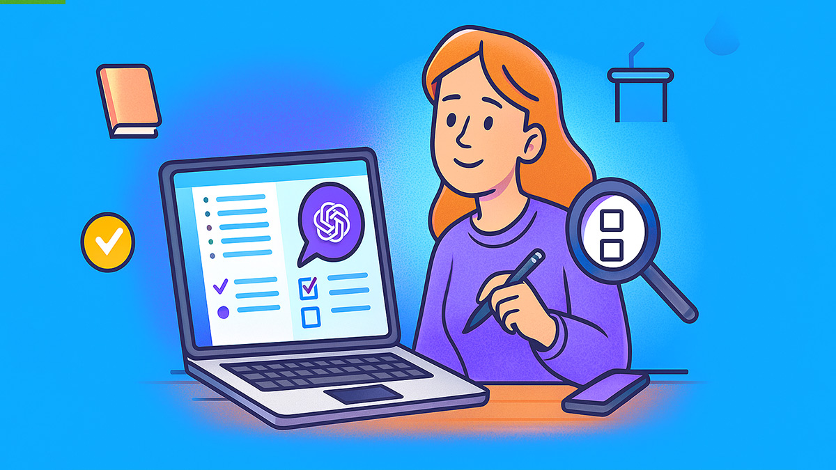 Student using AI to create study guides for upcoming quiz