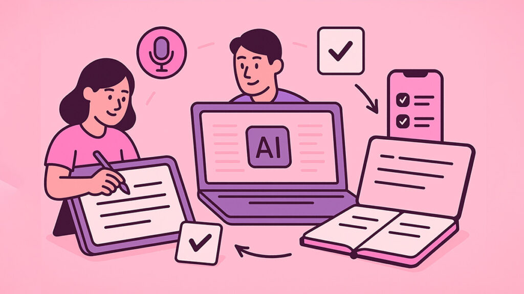 Students using ai notes to help them with studying with approval from teacher