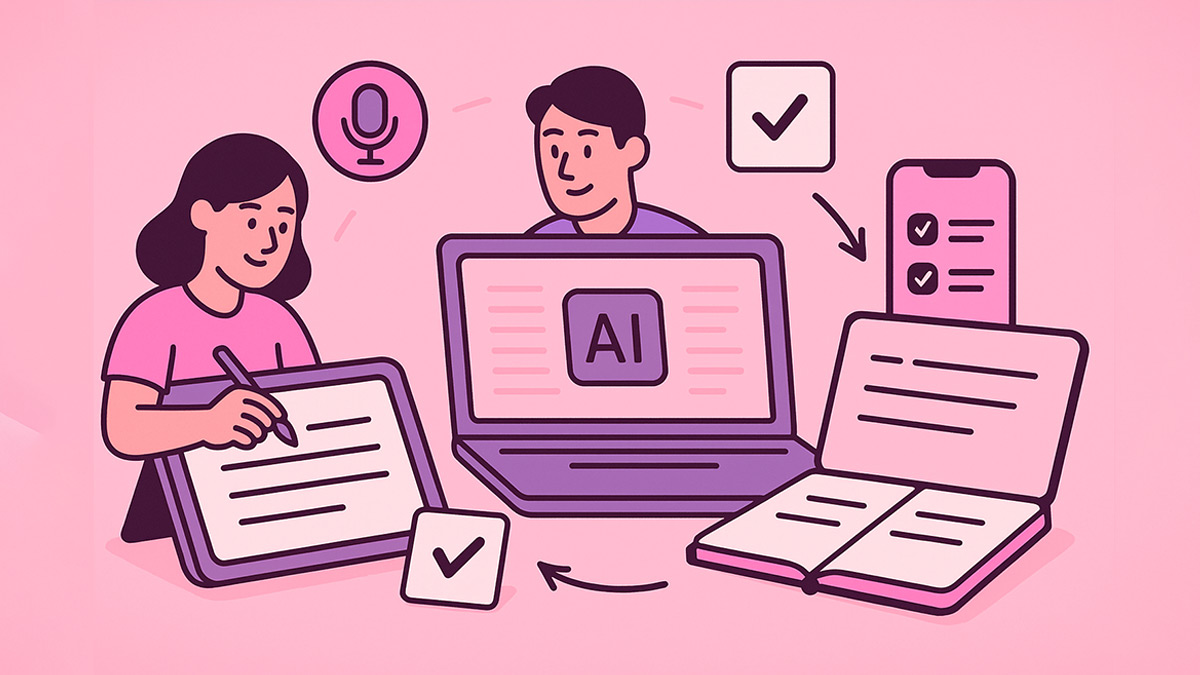 Students using AI notes to help them with studying with approval from teacher