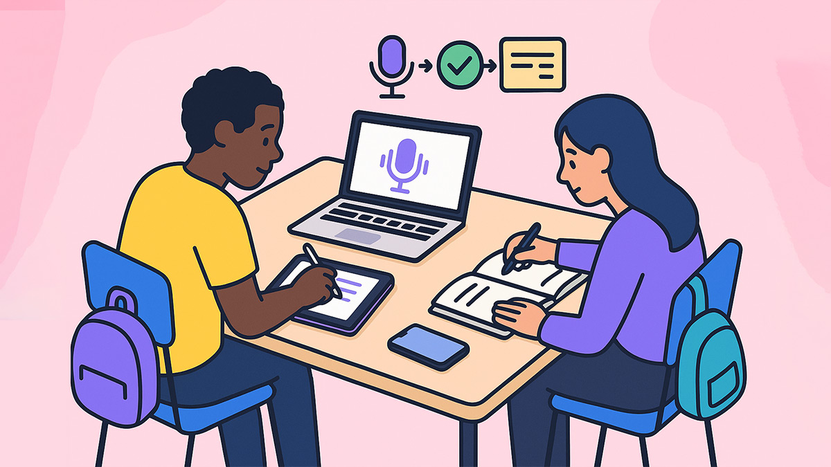 Students using ChatGpt on study mode to translate audio to notes