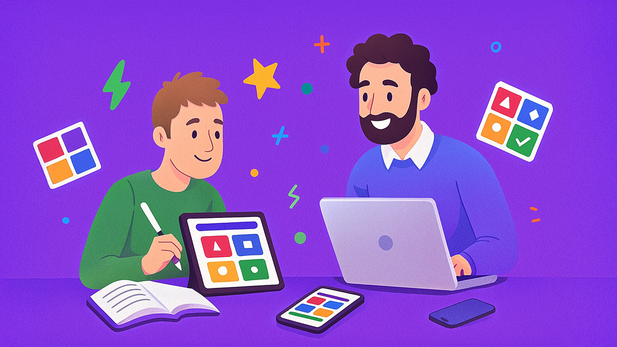 Student and teacher happily using Kahoot with chatgpt on laptop